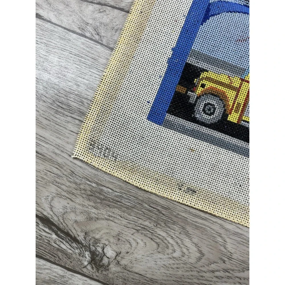 Handpainted Needlepoint Canvas Fire‎ Truck Police Car School Bus Train Airplane
